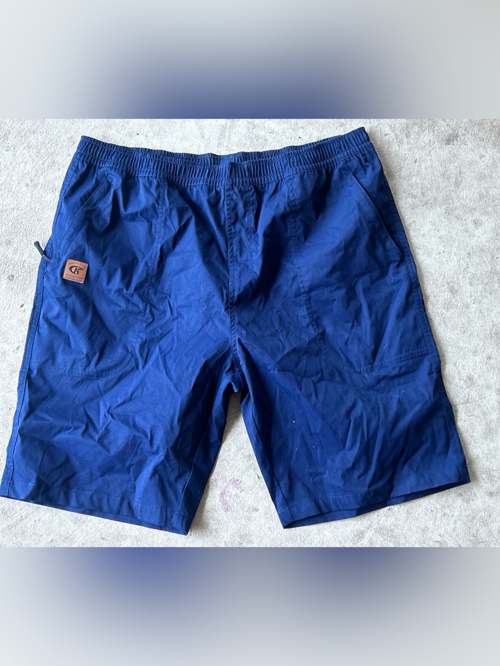 Dark Blue Men's Athletic Shorts with Logo Patch